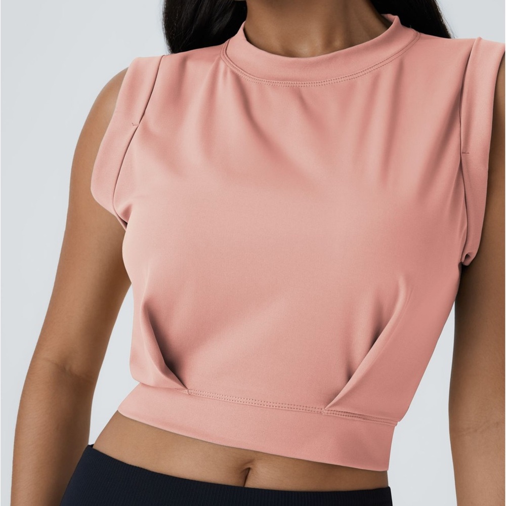 Halara Crew Neck Sleeveless Cropped Yoga Tank Top Blossom Pink Size Small